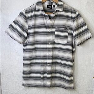 Vans Gray and White Casual Button Down Shirt